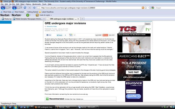 Media Samples: Newspaper Articles